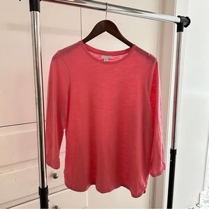 J Jill pink curved hem cotton basic top Size Medium M